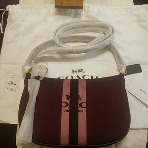 Coach Sutton Horse and Carriage Striped Crossbody